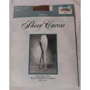 Worthington Pantyhose Sheer Caress Control Top Long Suntan 03 Vintage Nylons
